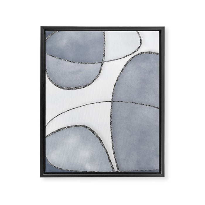 Minimal Blue Grey Shapes Framed Canvas Print Gallery Image 1