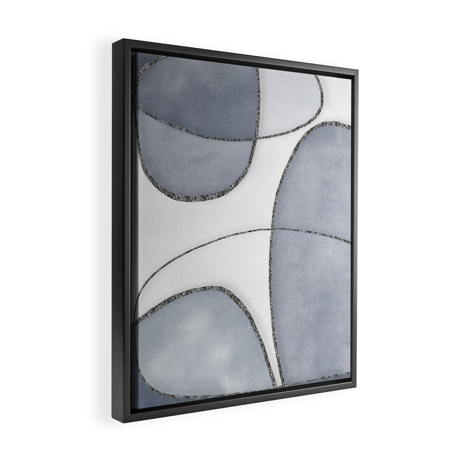 Minimal Blue Grey Shapes Framed Canvas Print Gallery Image 2