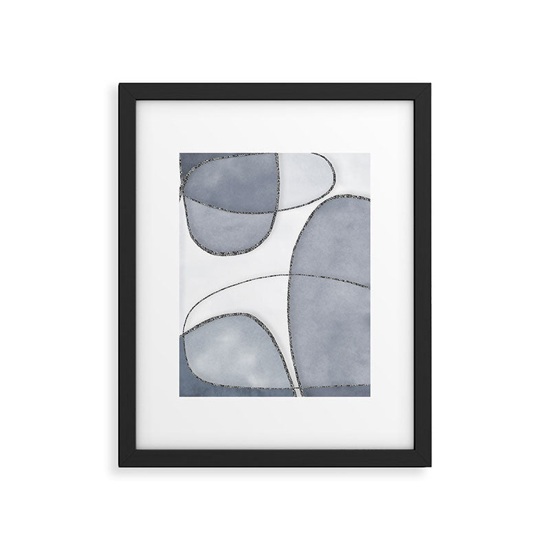 Minimal Blue Grey Shapes Framed Art Print Gallery Image 5