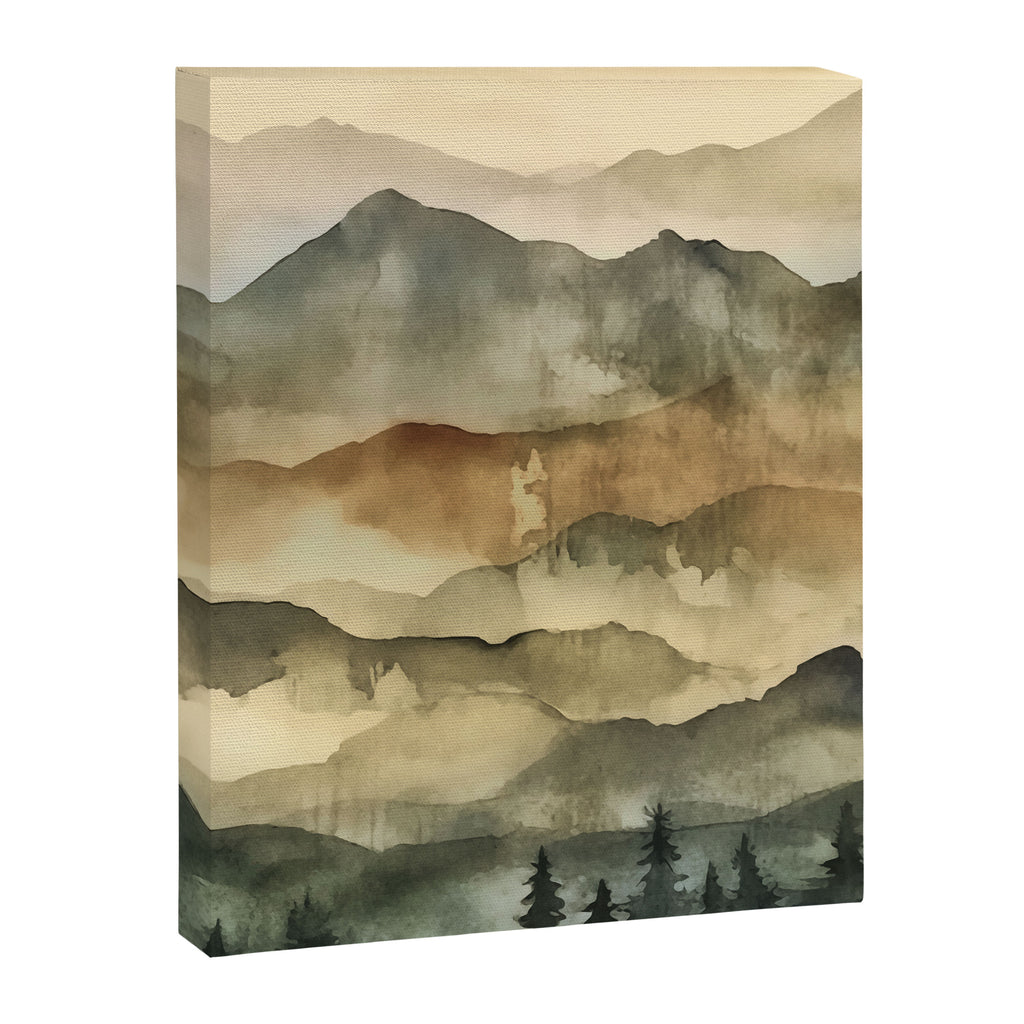 Misty Mountains Watercolor Landscape Canvas Print Gallery Image 6