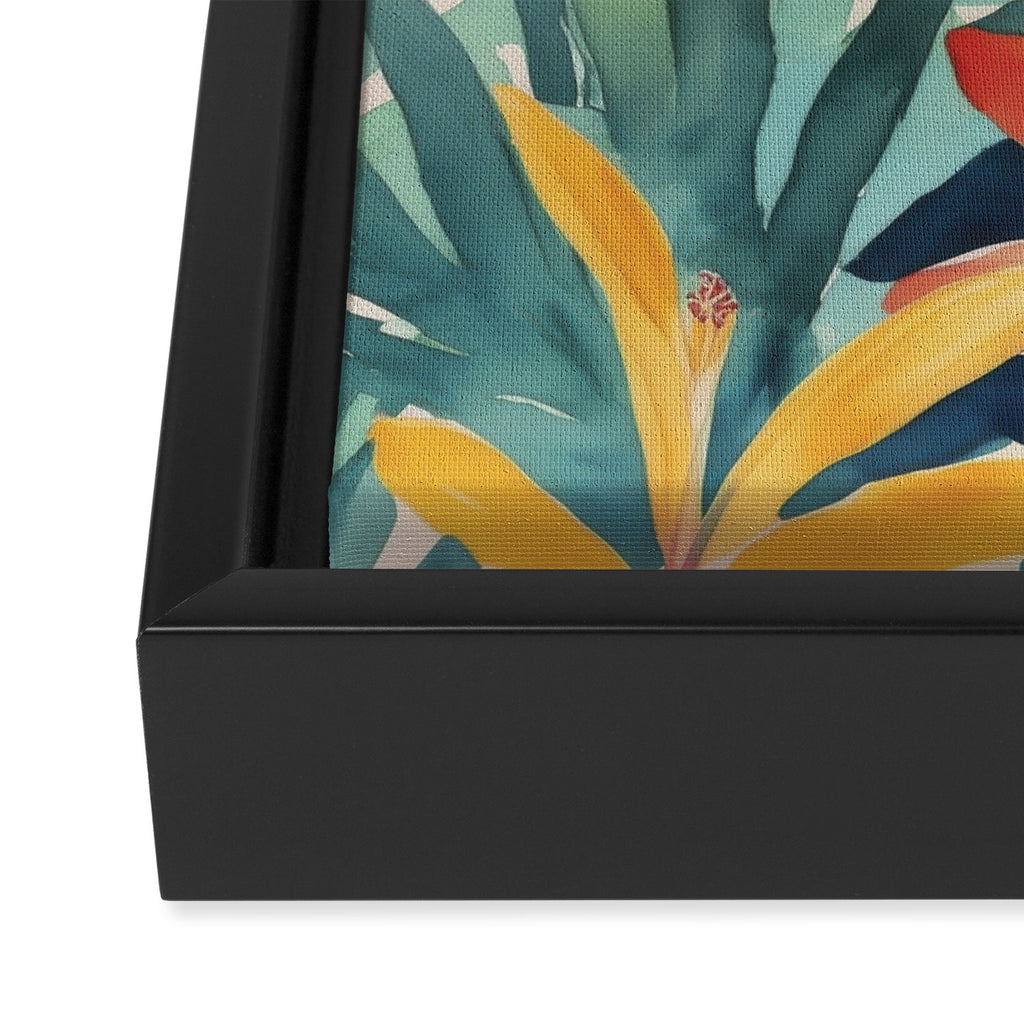 Modern Tropical Escape Vibrant Watercolor Flowers Framed Canvas Print Gallery Image 3