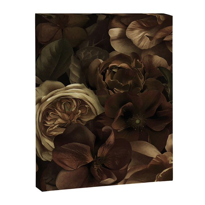 Moody Flower Garden Baroque Opulence Brown Canvas Print Gallery Image 1