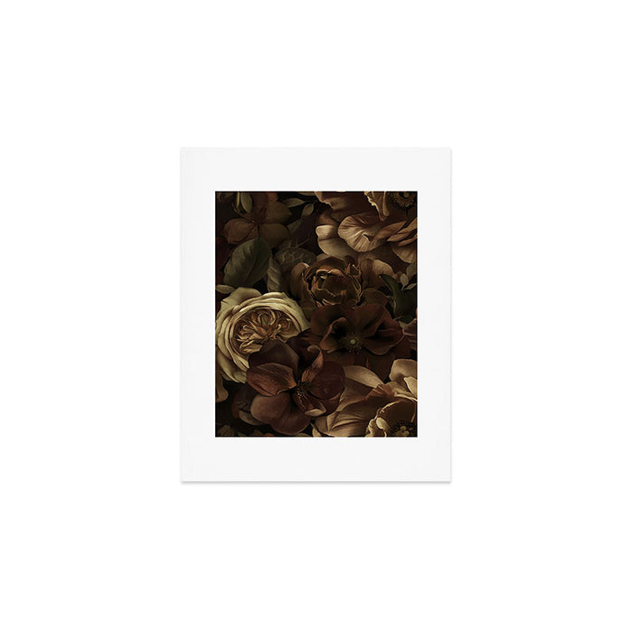 Moody Flower Garden Baroque Opulence Brown Art Print Gallery Image 1