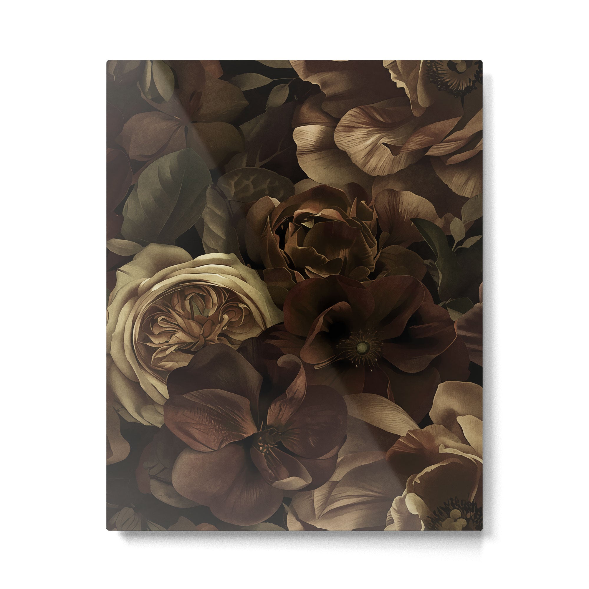 Moody Flower Garden Baroque Opulence Brown Metal Print Gallery Image 4