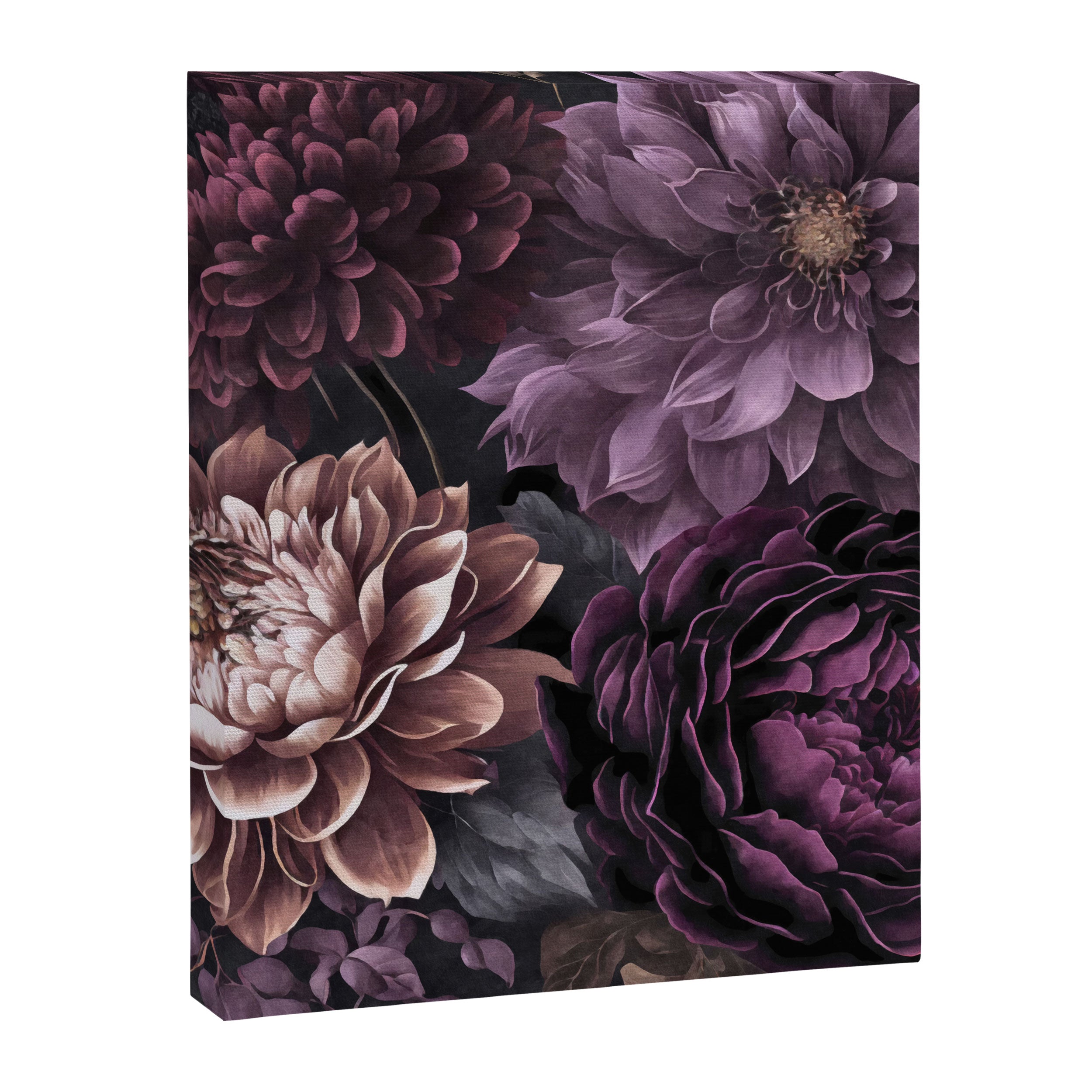 Moody Flowers Burgundy Purple Pink Canvas Print Gallery Image 6