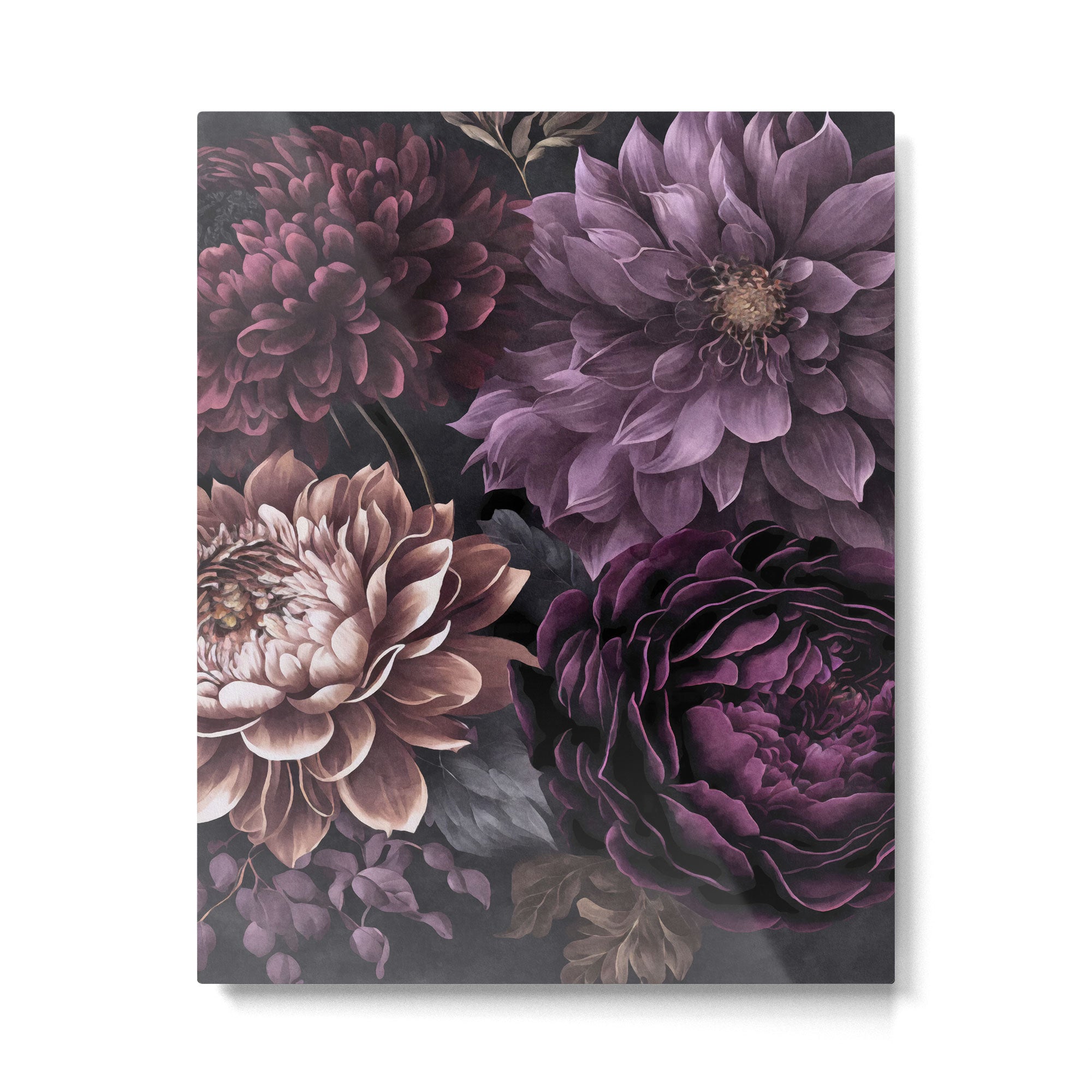 Moody Flowers Burgundy Purple Pink Metal Print Gallery Image 4
