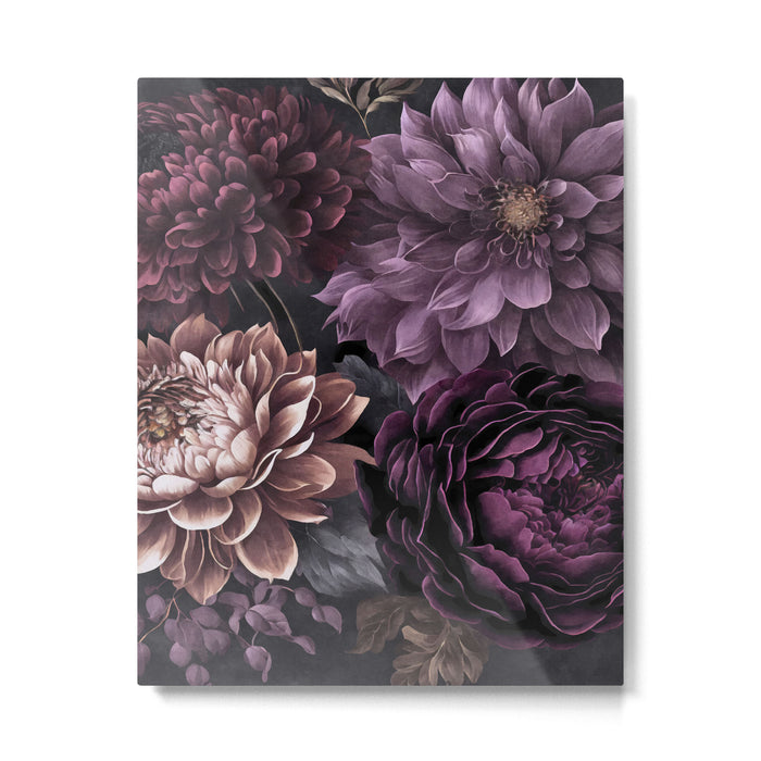 Moody Flowers Burgundy Purple Pink Metal Print Gallery Image 1