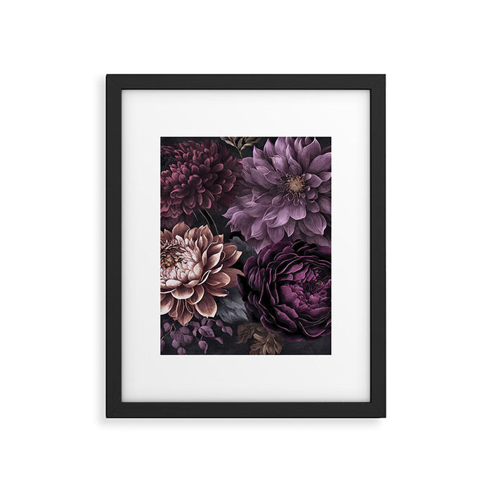Moody Flowers Burgundy Purple Pink Framed Art Print Gallery Image 1