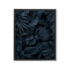 Moody Jungle Vibes Dark Teal Monstera And Palm Leaves Framed Canvas Print Gallery Image 6
