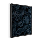 Moody Jungle Vibes Dark Teal Monstera And Palm Leaves Framed Canvas Print Gallery Image 2