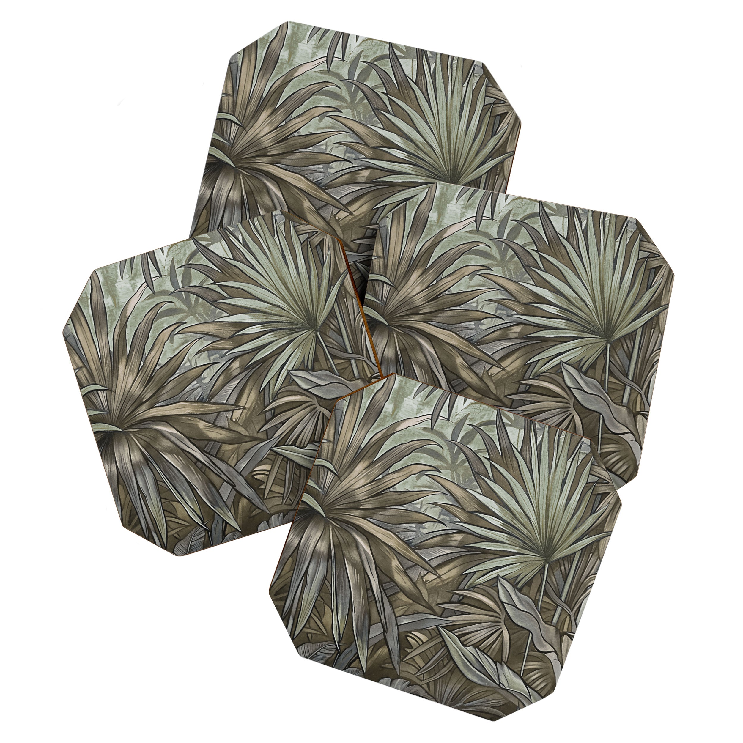 Mystic Jungle Tropical Escape Teal Green Brown Coaster Gallery Image 1