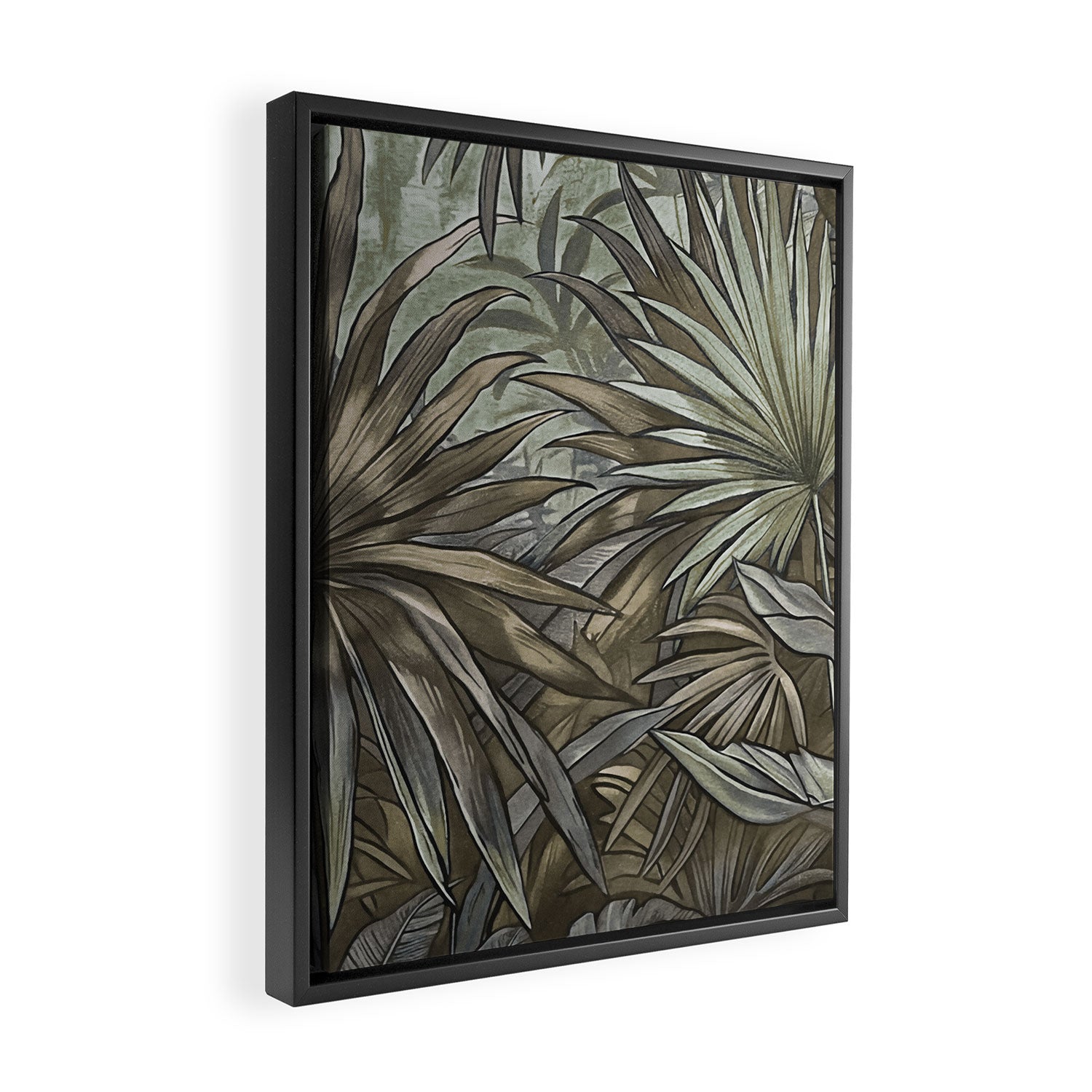 Mystic Jungle Tropical Escape Teal Green Brown Framed Canvas Print Gallery Image 2