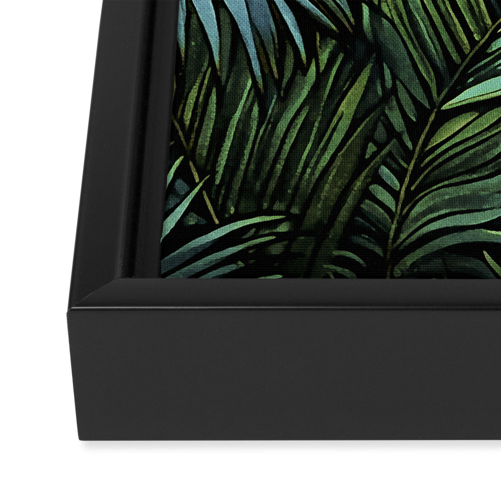 Mystic Jungle Tropical Hideaway Teal Green Framed Canvas Print Gallery Image 3