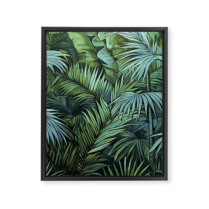 Mystic Jungle Tropical Hideaway Teal Green Framed Canvas Print Gallery Image 1