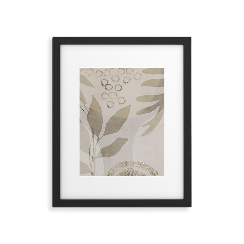 Natural Flow And Glamour Leave Shapes Bohemian Balance Framed Art Print Gallery Image 5