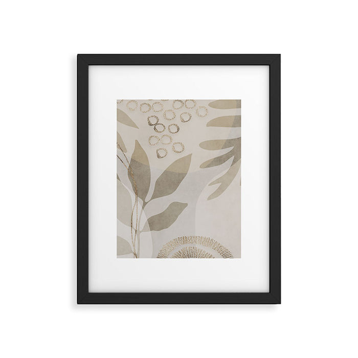 Natural Flow And Glamour Leave Shapes Bohemian Balance Framed Art Print Gallery Image 1