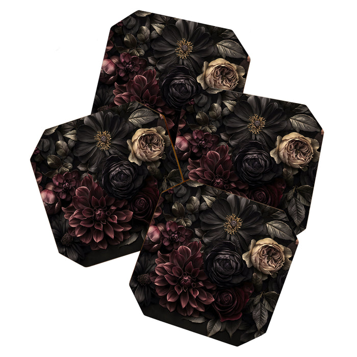 Nocturnal Botanica Moody Baroque Flowers Coaster Gallery Image 1