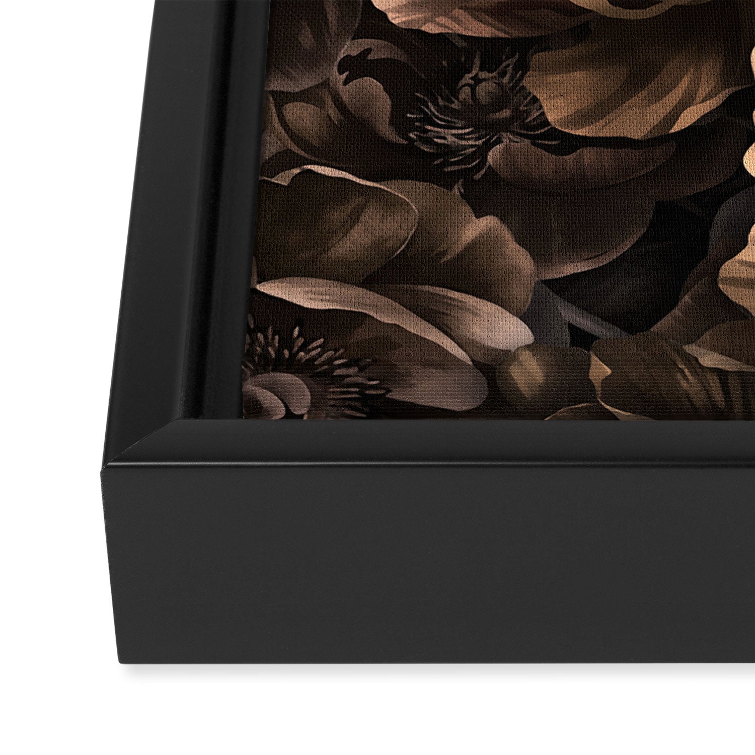 Nocturnal Twilight Brown Petals Floral Elegance Framed Canvas Print Gallery Image 3
