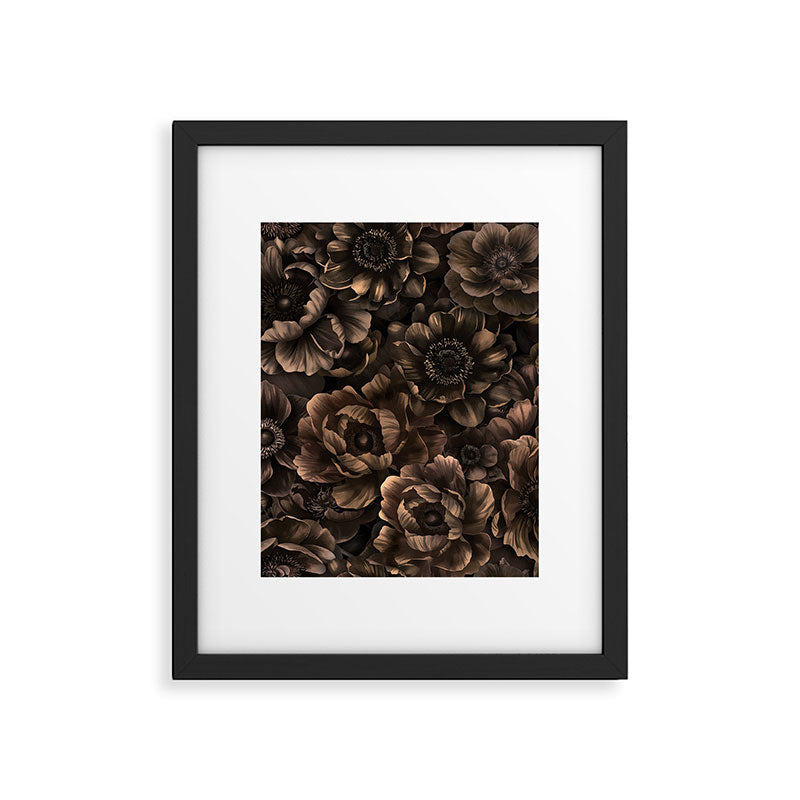 Nocturnal Twilight Brown Petals Floral Elegance Framed Art Print Gallery Image 5