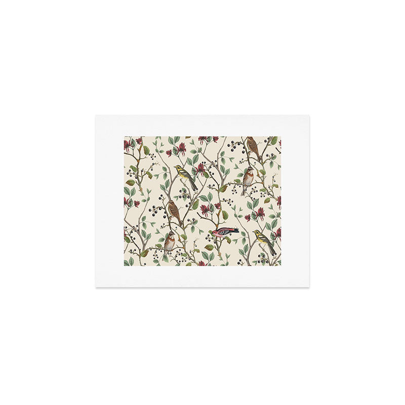 Nordic Birds Autumn Whispers Woodland Pattern Art Print Gallery Image 1