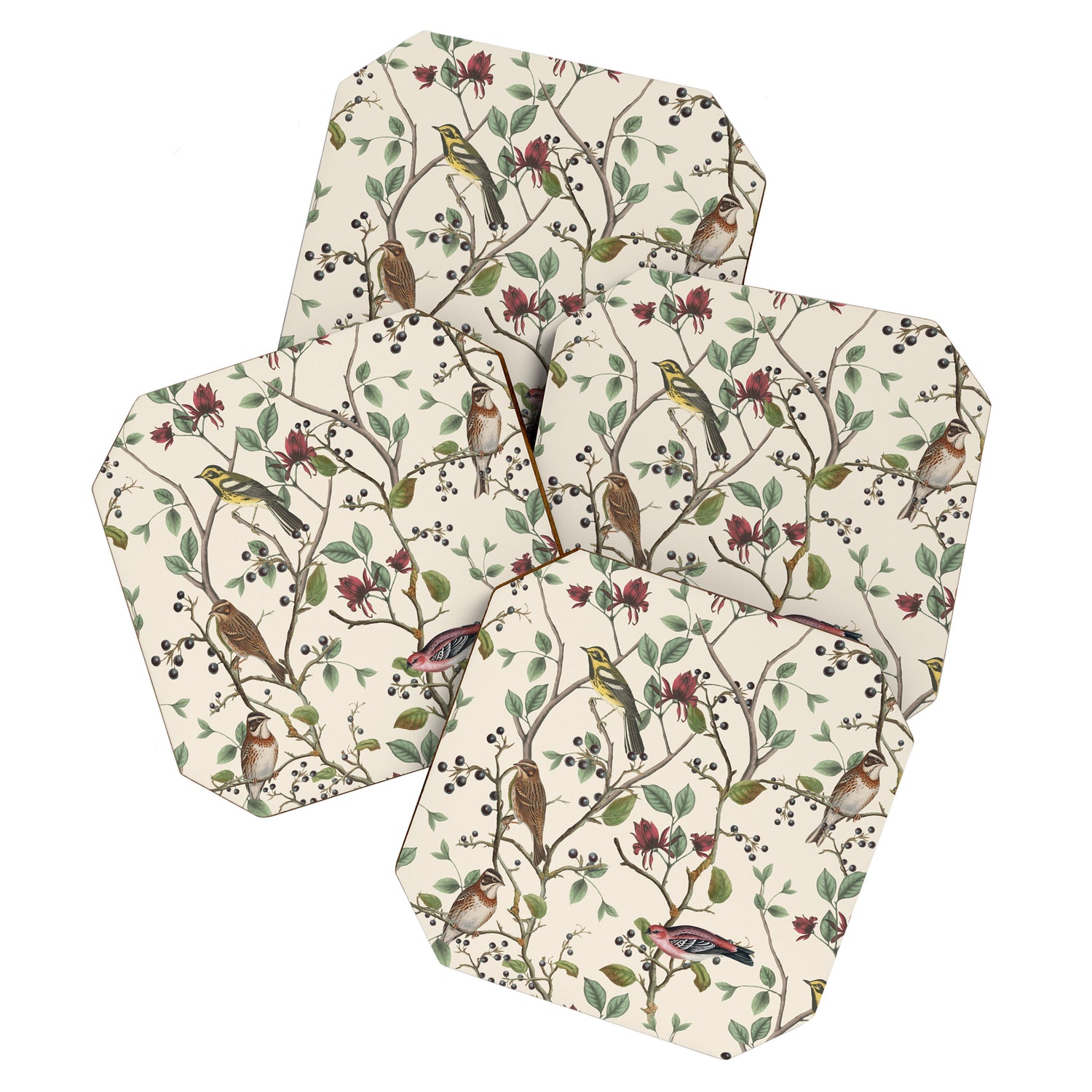 Nordic Birds Autumn Whispers Woodland Pattern Coaster Gallery Image 1