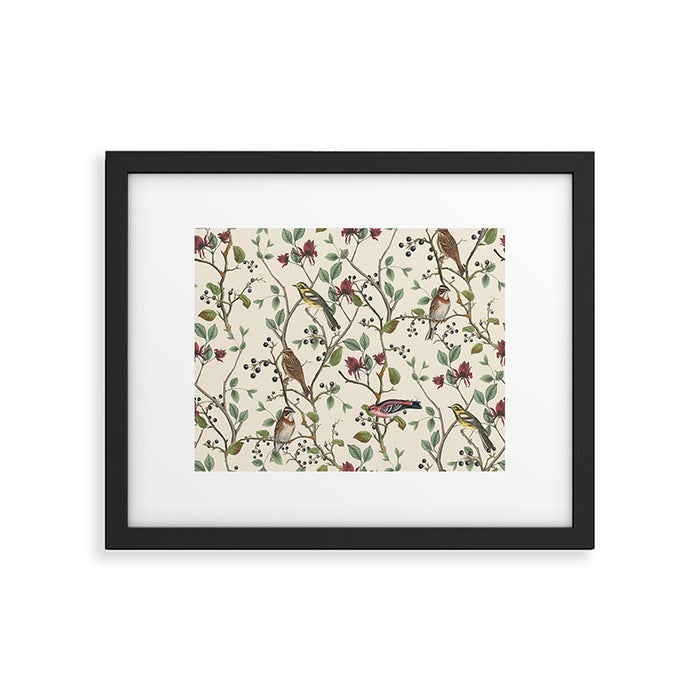 Nordic Birds Autumn Whispers Woodland Pattern Framed Art Print Gallery Image 1