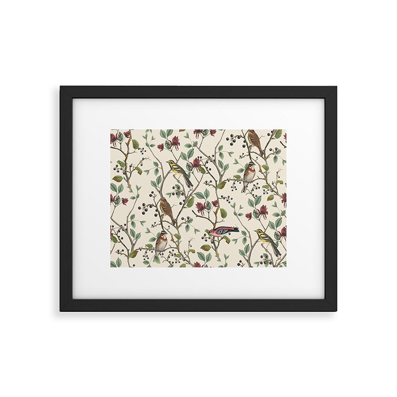 Nordic Birds Autumn Whispers Woodland Pattern Framed Art Print Gallery Image 5