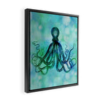 Octopus blue green mixed media underwater artwork Framed Canvas Print Gallery Image 2
