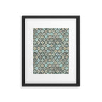Old Moroccan Tiles Pattern Teal Beige Distressed Style Framed Art Print Gallery Image 6