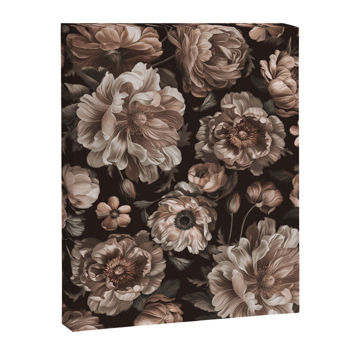 Opulent Floral Drama Moody Dark Brown Botanical Vibes Canvas Print Gallery Image 1