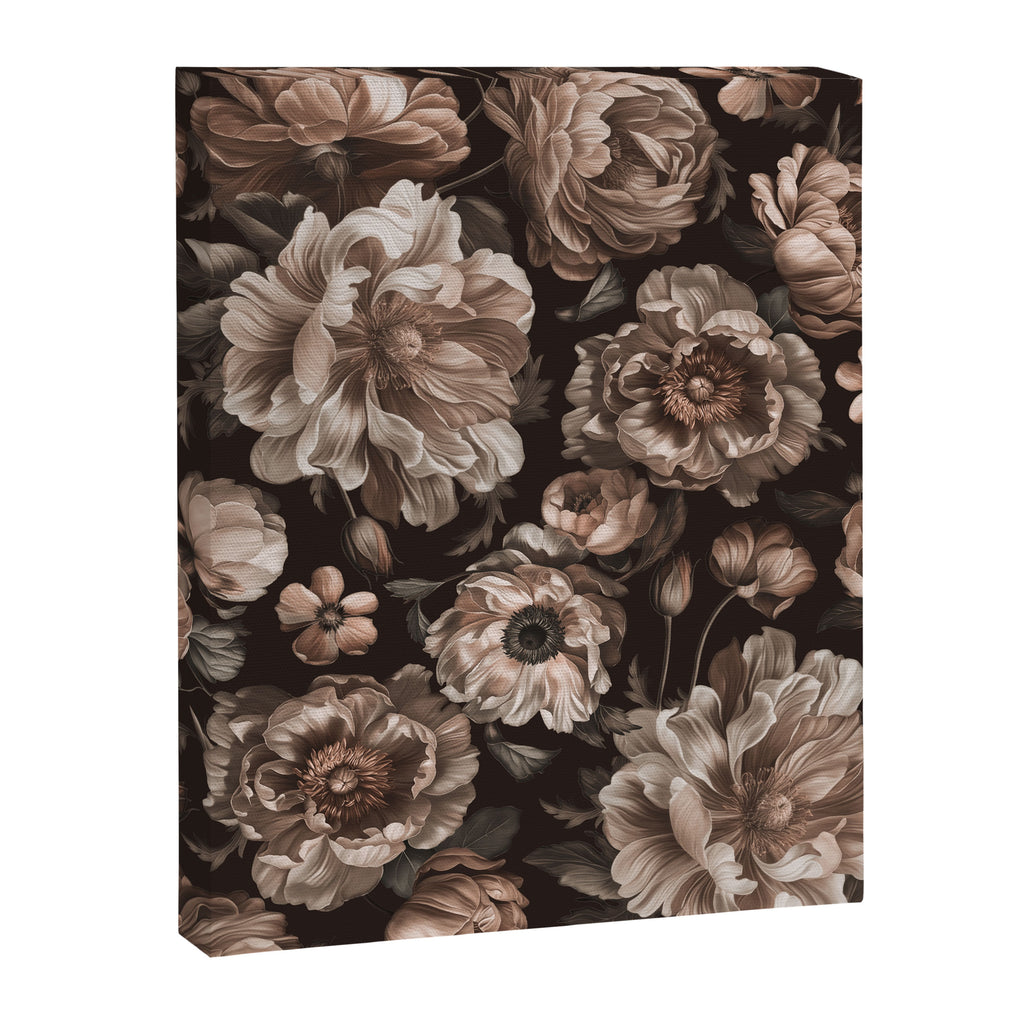 Opulent Floral Drama Moody Dark Brown Botanical Vibes Canvas Print Gallery Image 6