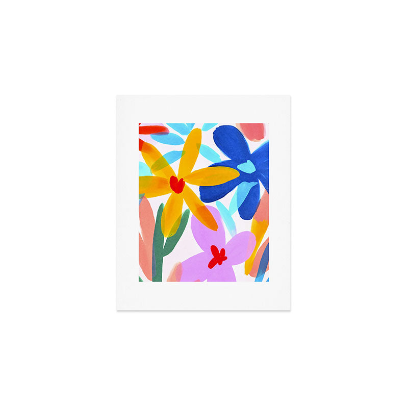 Playful Petals Mid Century Bold Groovy Flower Garden  Art Print Gallery Image 1