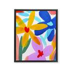 Playful Petals Mid Century Bold Groovy Flower Garden  Framed Canvas Print Gallery Image 6