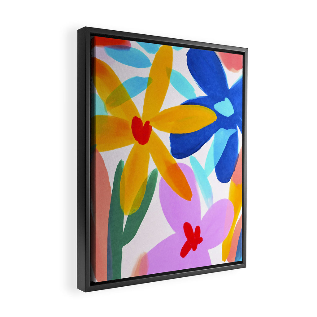 Playful Petals Mid Century Bold Groovy Flower Garden  Framed Canvas Print Gallery Image 2