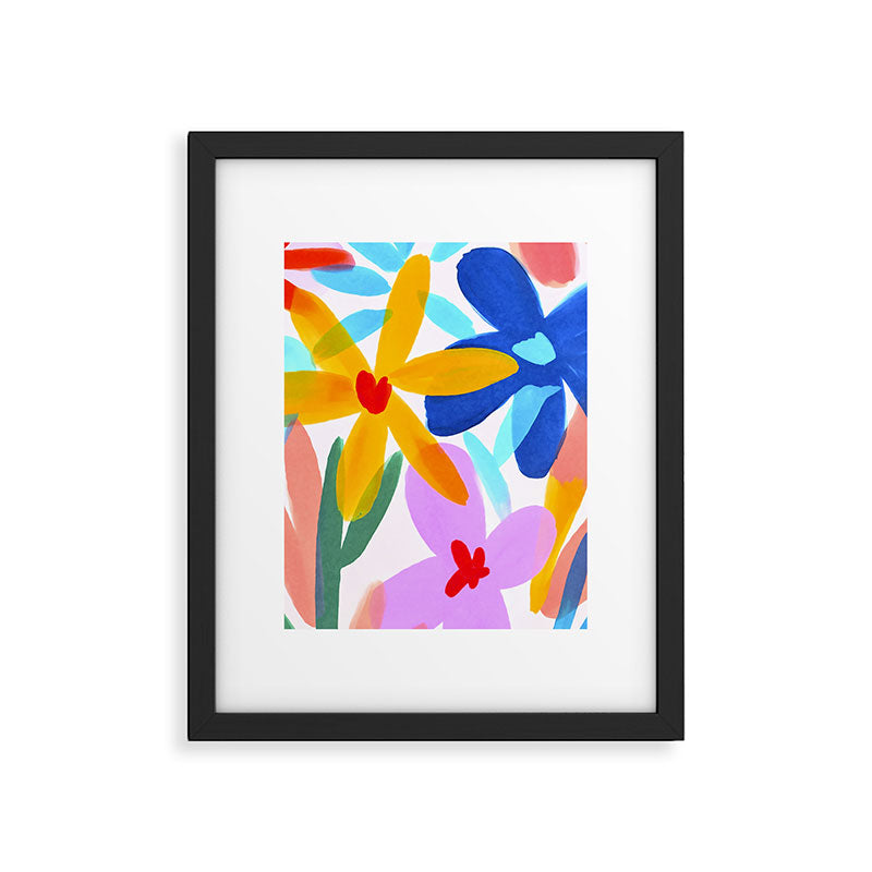 Playful Petals Mid Century Bold Groovy Flower Garden  Framed Art Print Gallery Image 5