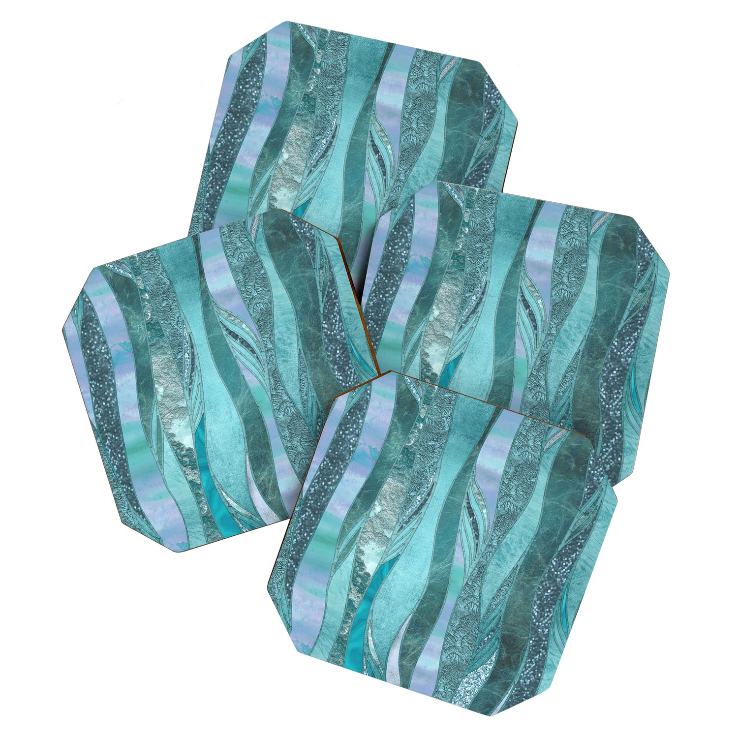 Precious Aqua And Turquoise Glamour Coaster Gallery Image 1