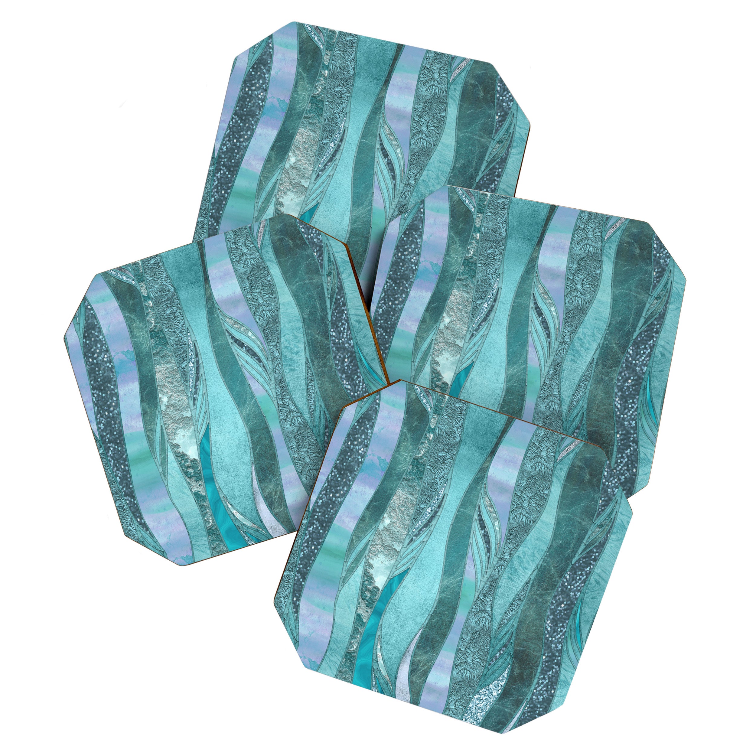 Precious Aqua And Turquoise Glamour Coaster Gallery Image 1