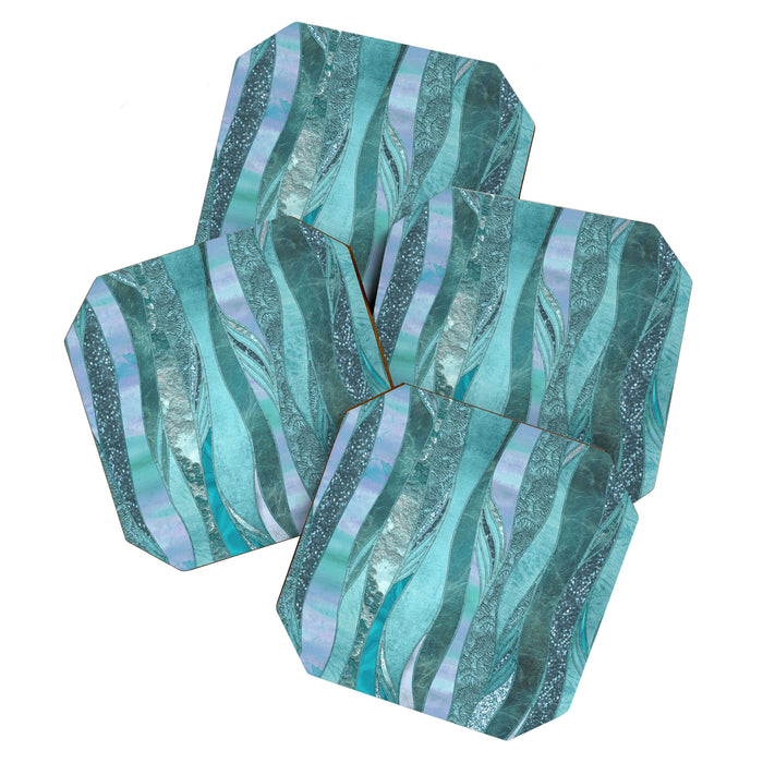 Precious Aqua And Turquoise Glamour Coaster Gallery Image 1