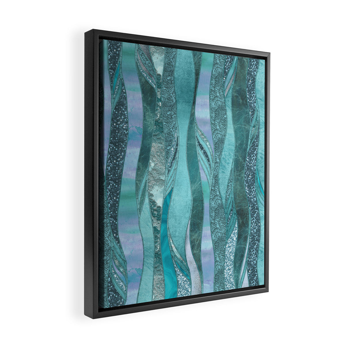Precious Aqua And Turquoise Glamour Framed Canvas Print Gallery Image 2