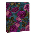 Regency Vibe Velveteen Moody  Flowers Fuchsia Pink Burgundy And Turquoise Canvas Print Gallery Image 6