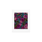 Regency Vibe Velveteen Moody  Flowers Fuchsia Pink Burgundy And Turquoise Art Print Gallery Image 1
