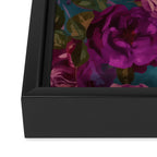 Regency Vibe Velveteen Moody  Flowers Fuchsia Pink Burgundy And Turquoise Framed Canvas Print Gallery Image 3