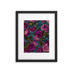 Regency Vibe Velveteen Moody  Flowers Fuchsia Pink Burgundy And Turquoise Framed Art Print Gallery Image 5