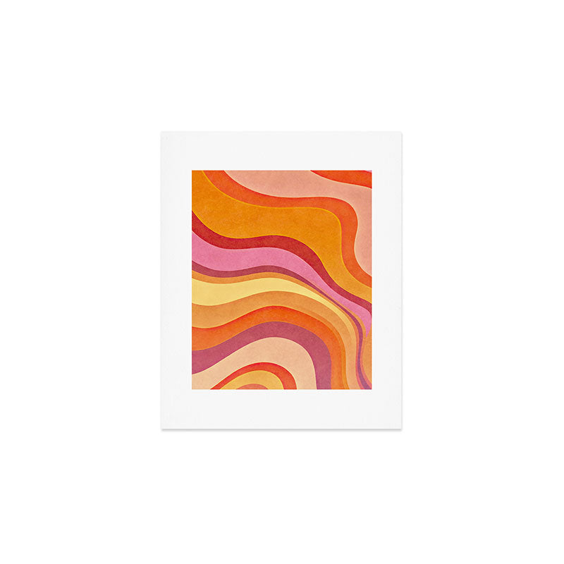 Retro Groovy Wavy Watercolor Color Block Hot Summer Vibes Art Print Gallery Image 1