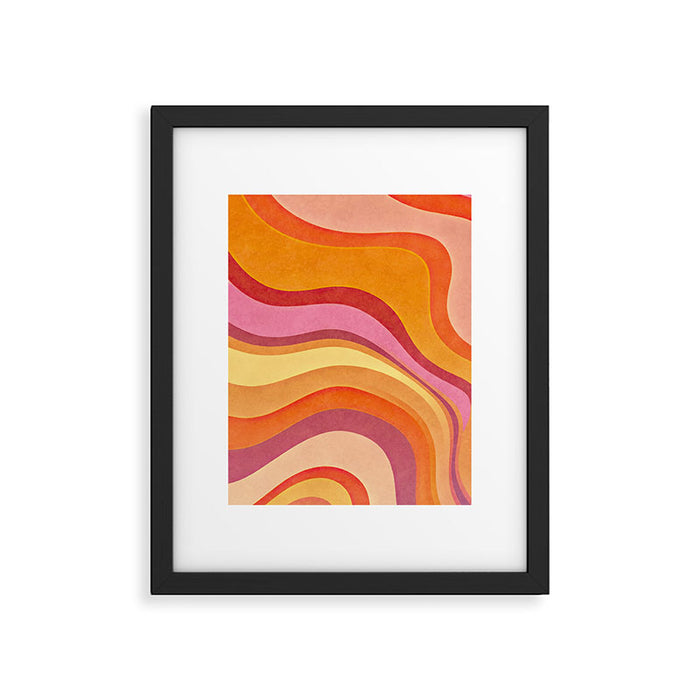Retro Groovy Wavy Watercolor Color Block Hot Summer Vibes Framed Art Print Gallery Image 1