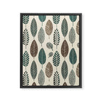 Rustic Autumn Vibe Textured Leaf Pattern Beige Green Framed Canvas Print Gallery Image 6