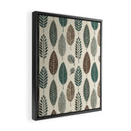 Rustic Autumn Vibe Textured Leaf Pattern Beige Green Framed Canvas Print Gallery Image 2