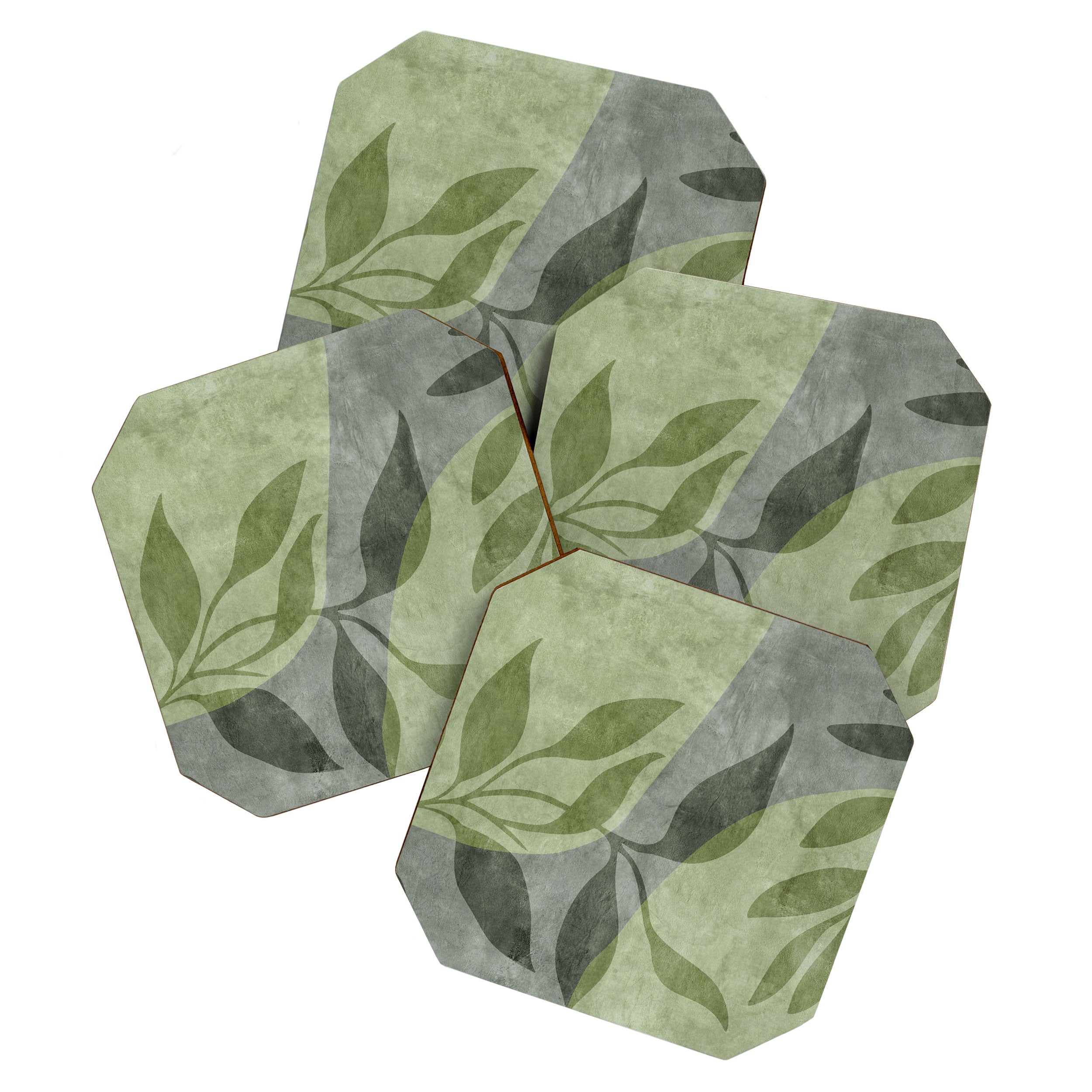 Serene Foliage Earthy Greenery Art Coaster Gallery Image 1