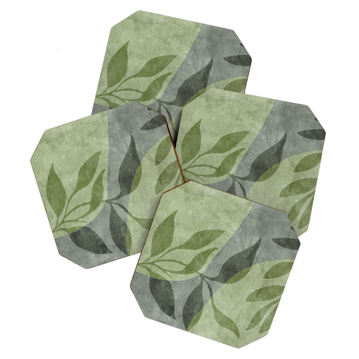 Serene Foliage Earthy Greenery Art Coaster Gallery Image 1