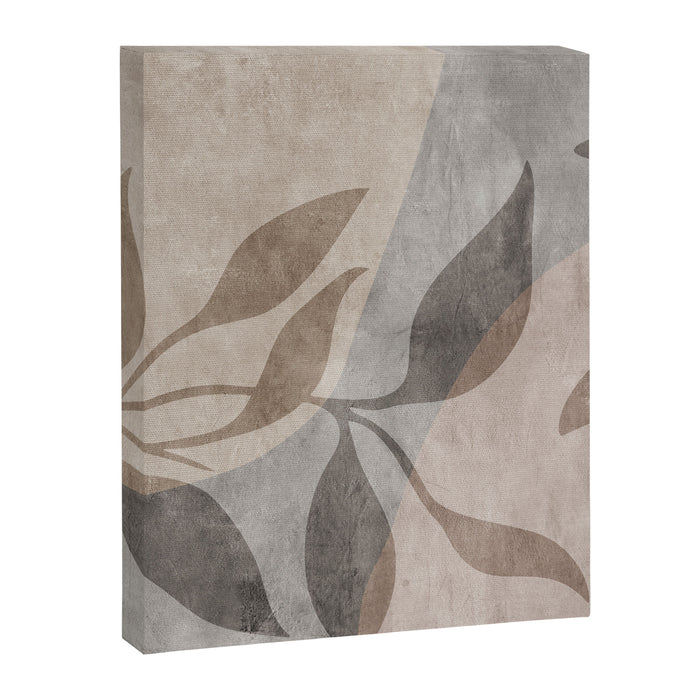 Serene Foliage Earthy Minimalist Botanical Art Peach Beige Grey Canvas Print Gallery Image 1